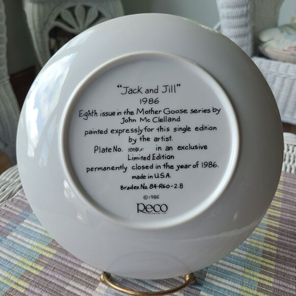 Vintage John McClelland "Jack and Jill" Mother Goose Series Collector Plate 1986 - Picture 8 of 10
